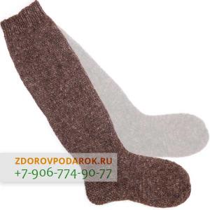 Высокие носки из собачьей шерсти коричневые