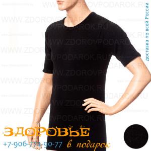 Теплая мужская футболка из шерсти ангоры черного цвета