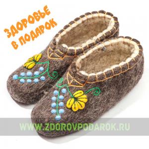 Валяные чуни "Ягодка" из овечьего войлока