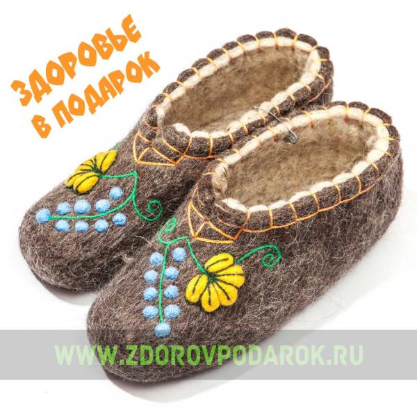 Валяные чуни "Ягодка" из овечьего войлока