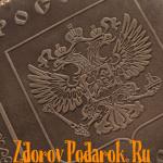 Обложка для паспорта, Герб и гимн России, тисненая кожа, цвет бежево-серый